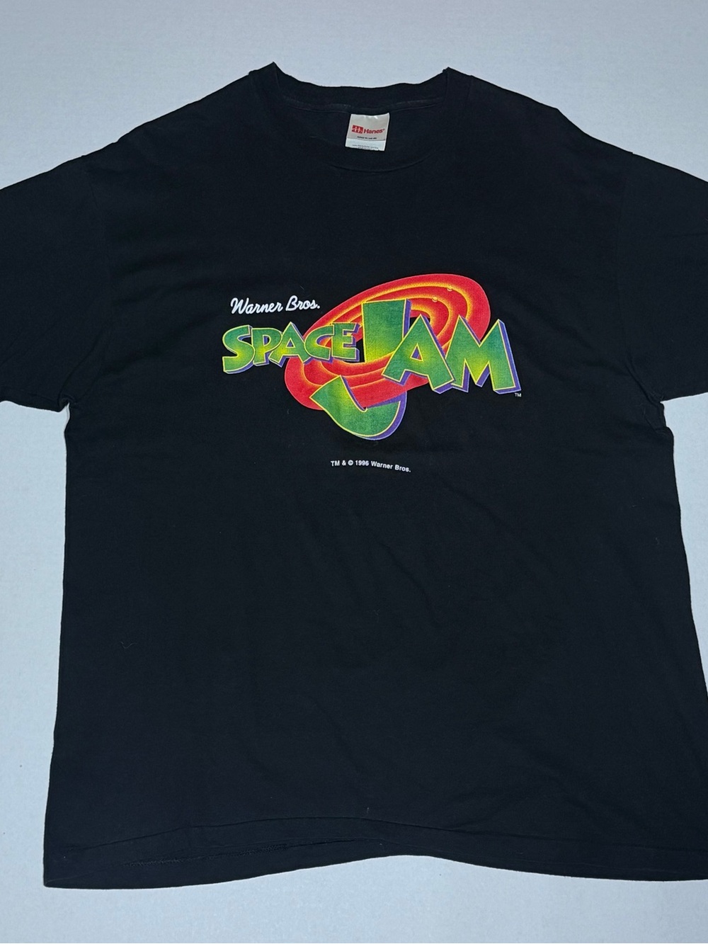 Vintage 1996 Space Jam Logo T-Shirt XL
Black Warner Bros Single Stitch USA